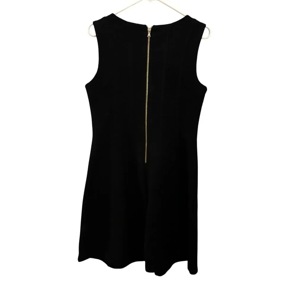 Just...Taylor Black Textured Polyester Sleeveless Knee Length Dress‎ Gold Zip 12